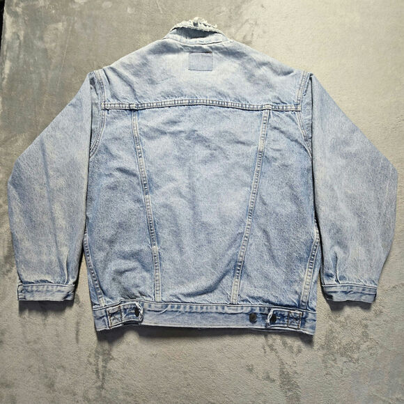 GAP Distressed Denim Jean Jacket Men's medium Blue Long Sleeve Vintage USA - Picture 2 of 13